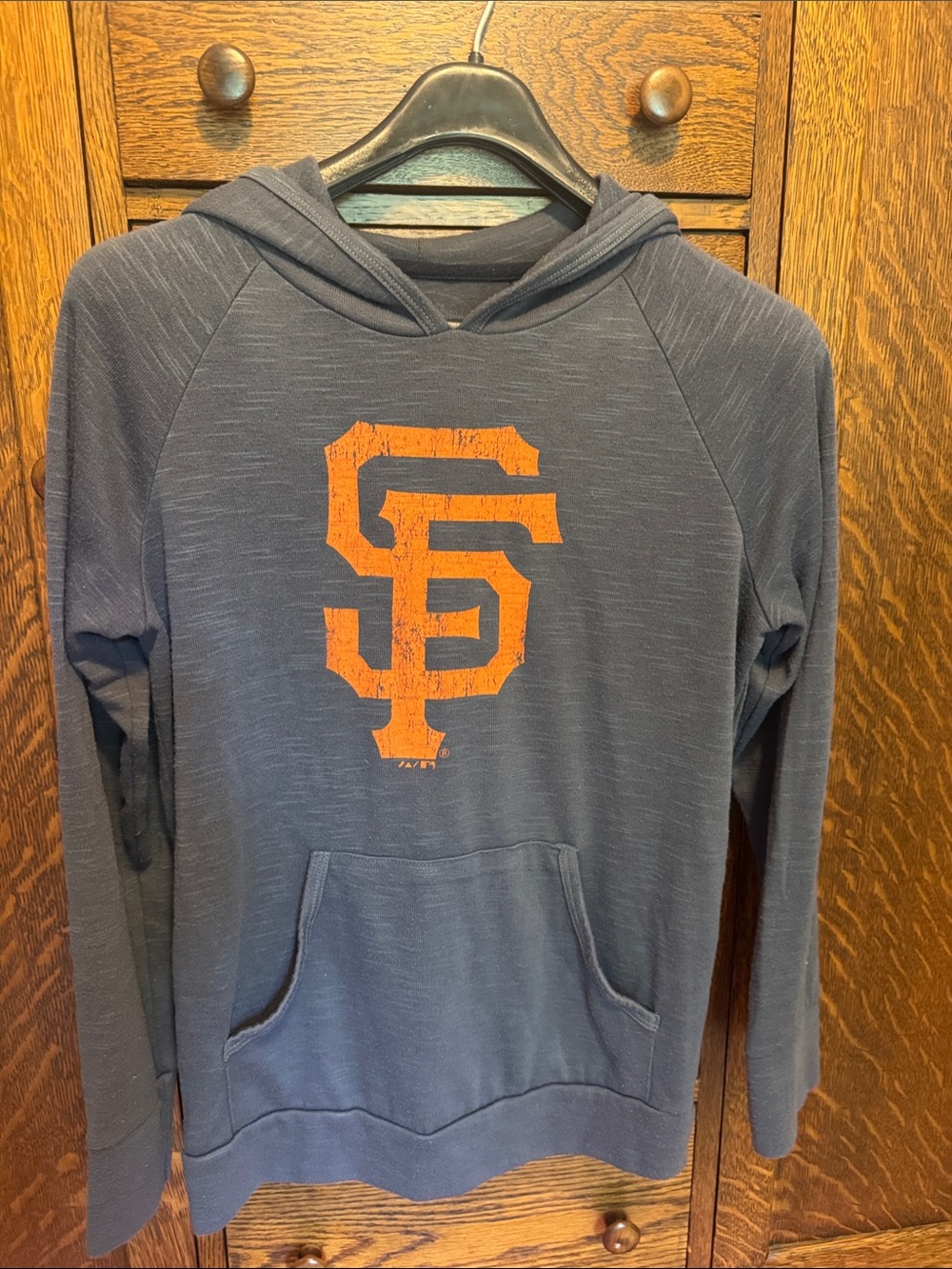Men's Gray Crewneck Hoodie with Orange SF Graphic